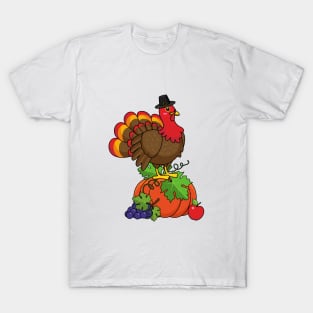 Cute Turkey with Harvest Thanksgiving T-Shirt